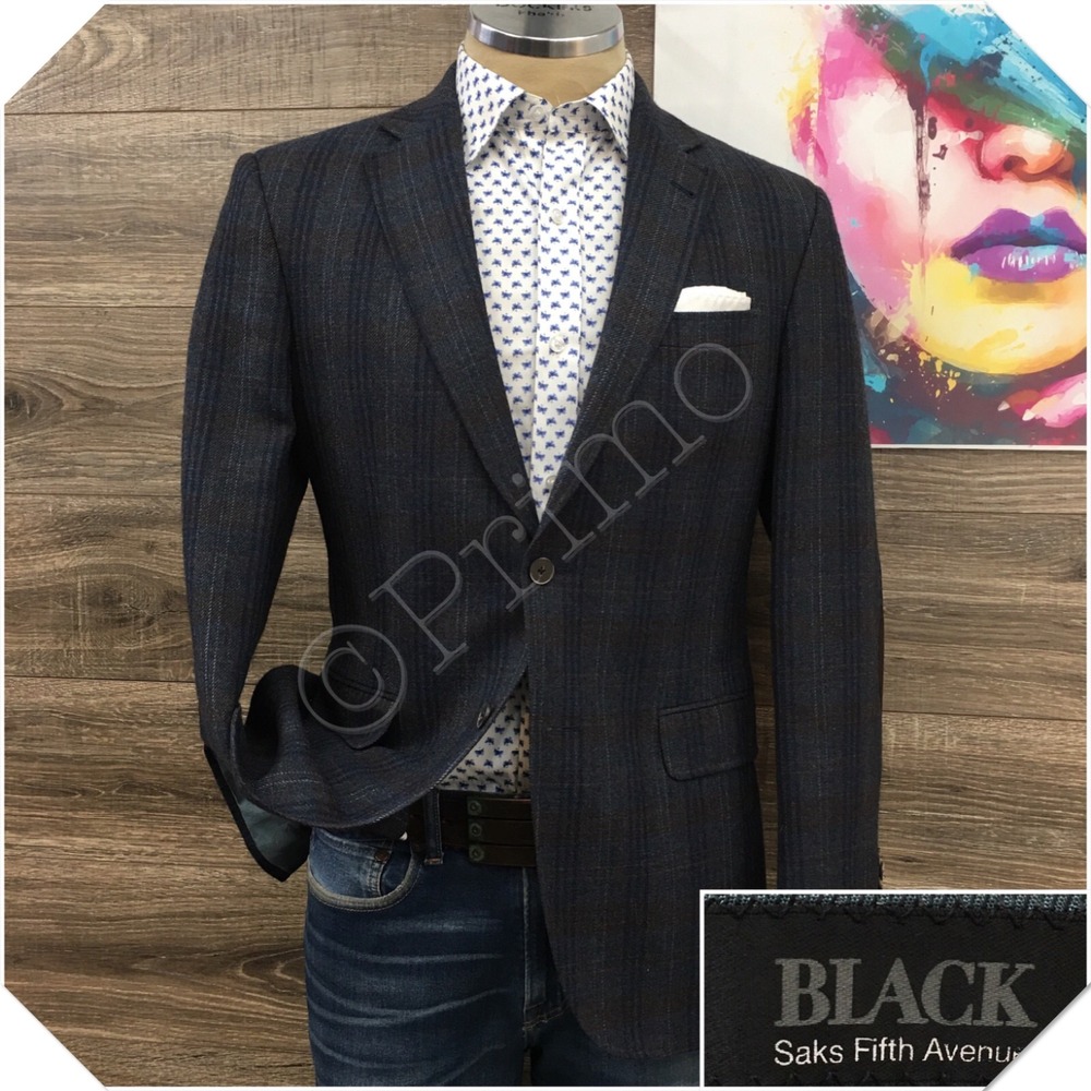SAKS Mens Tweed Blazer Sport Coat Casual Jacket Size 40R Essential‎ Wool Suit